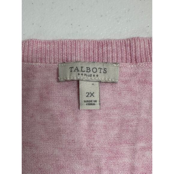 Talbots Sweater Womens 2X Pink Paris Love Lightweight Feminine Romantic Preppy - Picture 6 of 9